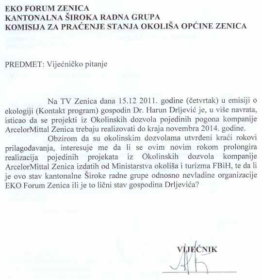 Pitanje vijećnika Bolića